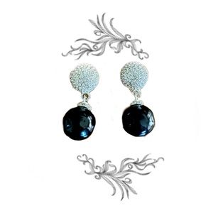 Carol Lee Faux Black Pearl Vintage Silver Tone Clip Earrings